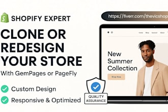 be your shopify expert to clone design revamp shopify store on gempages pagefly