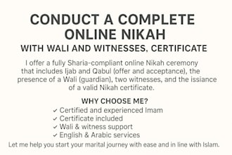 conduct a complete online nikah with wali and witnesses, certificate