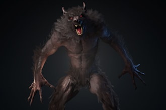 3danimal creature character,x gen hair,3d monster,werewolf,horror game character