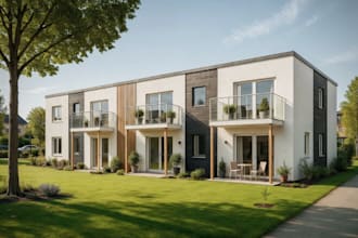 rebuild 3d commercial building,  render car garage, apartment design,living room