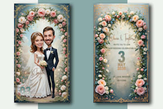 make a unique wedding caricature invitation card