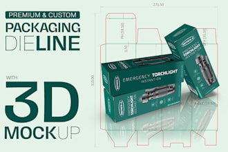create custom packaging dieline, box, label die cut design