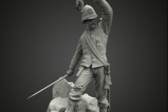 sculpt 3d globin character, medieval army, dnd  warrior, wow model, mini figure