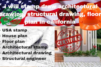 stamp draw architectural drawing, structural drawing, floor plan in california