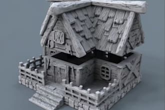 design tabletop diorama scenery,dept56 mini building,gothic terrain,castle stl