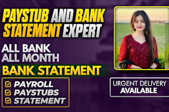 do paystub, check stub, w2, bank reconciliation, balance sheet and cash flow