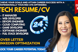 edit tech resume, web developer, system analyst ai ml cloud network engineer CV
