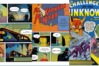 design vintage comic illustration, comic book cover character retro comic artist