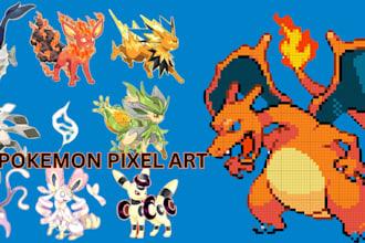 draw pokemon pixel art sprite sheet fakemon trainer custom pokemon avatar chibi
