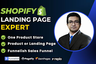 design shopify product or landing page with pagefly, gempages, replo, funnelish