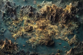 illustrate medieval fantasy and sci fi maps