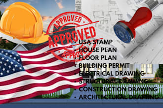 stamp, seal architectural floor plan, structural drawings electrical drawing USA