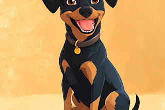 draw a portrait of your cat, dog, pet into a cartoon vector