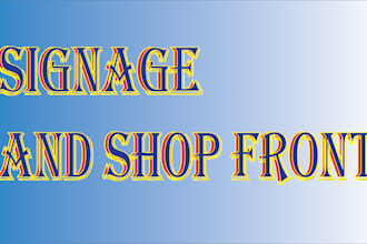 do eye catching roll up banner, business card, shop front