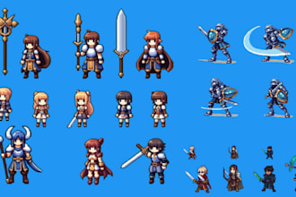 draw pixel art character design sprite sheet rpg maker game art assets animation