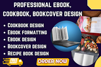 do ebook formatting, ebook design layout, beautiful cookbook cover book design