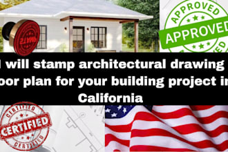 stamp architectural drawing, floor plans, structural drawing, house plan in USA