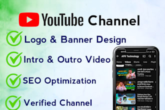 create and setup youtube channel with logo, banner, intro