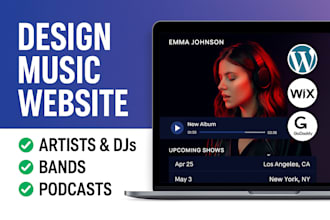 design a music website for artists, djs, bands, and podcasts on wordpress
