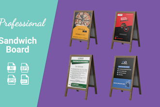 design sandwich board, rollup, retractable, x stand banner