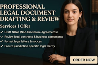 draft or write legal notary for legal document, contract review, nda as your law