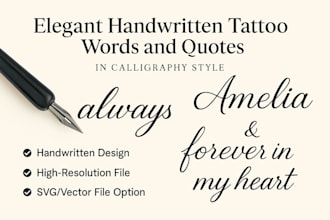 design elegant handwritten tattoo words and quotes in calligraphy style