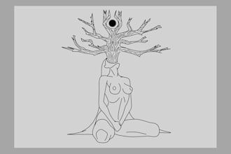 create a digital line art style illustration based on your request