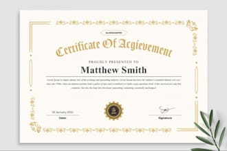 design a professional certificate, diploma or award design