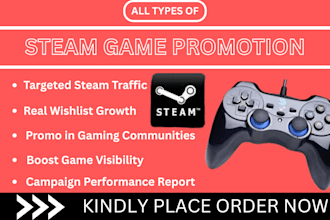 do steam game promotion, get steam wishlist, steam traffic, steam geam marketing