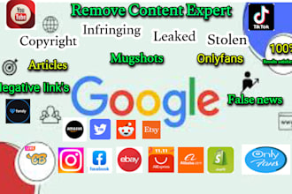 remove copyright infringing leaked reports takedown mugshots article on google