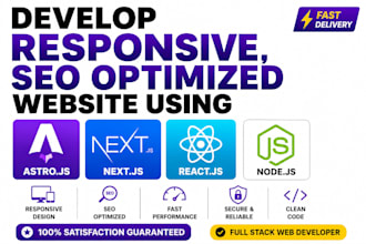 develop responsive, seo optimized website using astro js next js react js