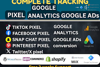 setup facebook pixel, tiktok pixel, ga4, conversion API, GTM, and google