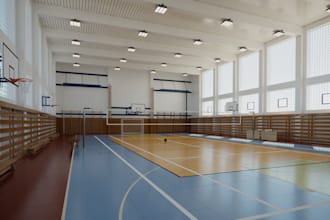 design 3d sports complex, basketball and volleyball courts