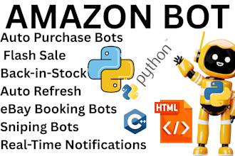 build amazon bot, auto purchase bot, bestbuy bot, walmart bot, ebay booking bot