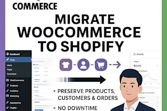 migrate wordpress website to shopify, woocommerce to shopify