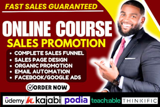 promote online course content creation teachable course upload kajabi website