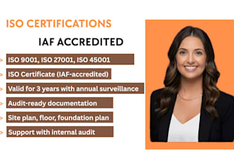 provide iaf accredited iso 9001, 27001, 14001 and 45001 certificate