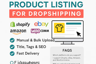do drop shipping listing on ebay, shopify, amazon, walmart, etsy with SEO