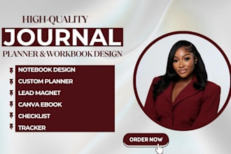 design a custom planner journal design notebook in canva for amazon kdp