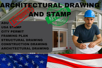 stamp seal draw a detailed architectural floor plan structural building permit