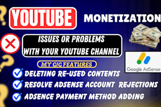 fix youtube monetization issues, reused contents, adsense problems