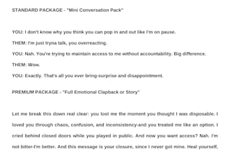 write a savage sweet or professional text message for any situation