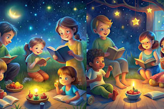 create children book illustration coloring book page and white line art for KDP
