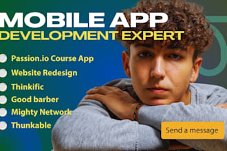 build apps passion io, thinkific, goodbarber, mighty network, thunkable courses