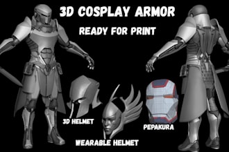 sculpt 3d cosplay armor, 3d helmet, pepakura, props, wearable armor, 3d mask