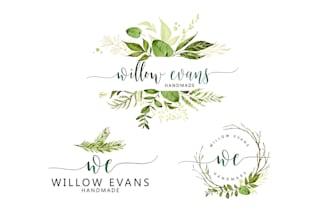 do feminine watercolor logo brand kit floral custom design