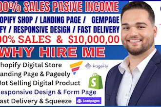 design shopify ecommerce website, landing page with page pagefly gempages zipify