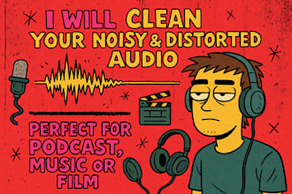 clean your noisy and distorted audio for podcast, music, or film