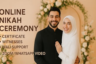 provide complete online islamic marriage nikah, service with witnesses