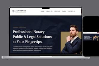 design notary website lawyer, law firm website notary landing page notary logo
